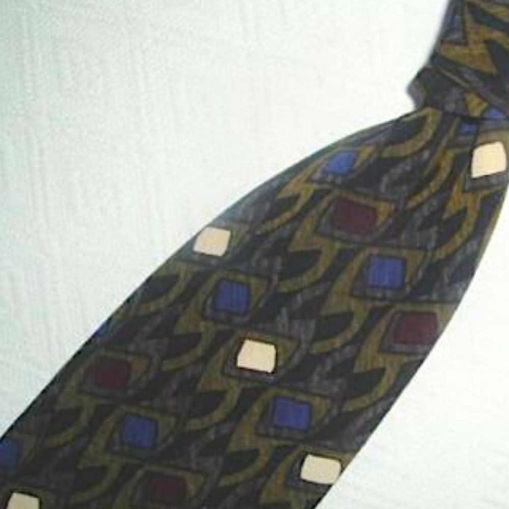 MODULES silk tie Japan olive khaki black gray